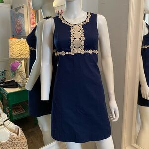 Lilly Pulitzer navy & gold shift dress size 00